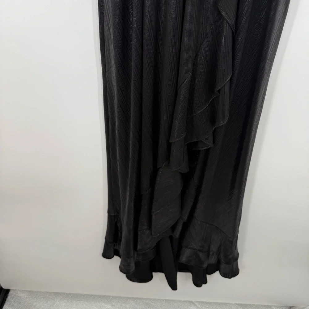 NWT Retrofete Flora Black Maxi Evening Dress Long Sleeve High Slit V-Neck XS - Picture 11 of 16